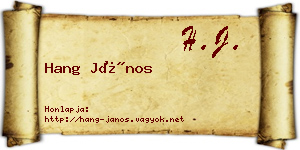 Hang János névjegykártya